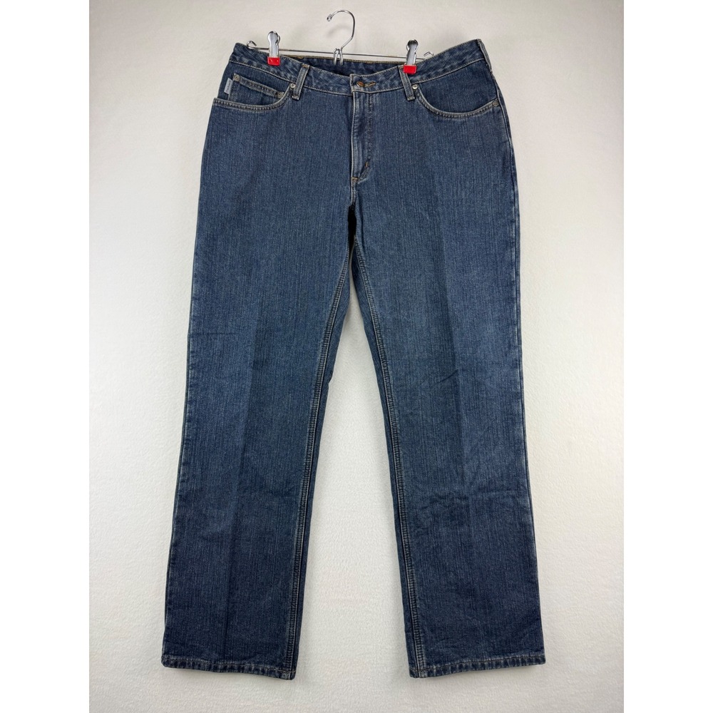 Carhartt Flannel Lined Jeans Mens 36x32 Relaxed Fit Blue Denim Plaid Lined